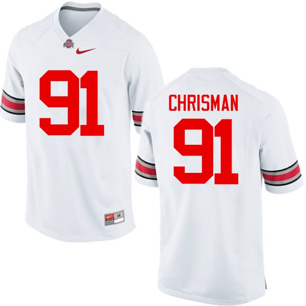 Ohio State Buckeyes #91 Drue Chrisman Men Stitched Jersey White